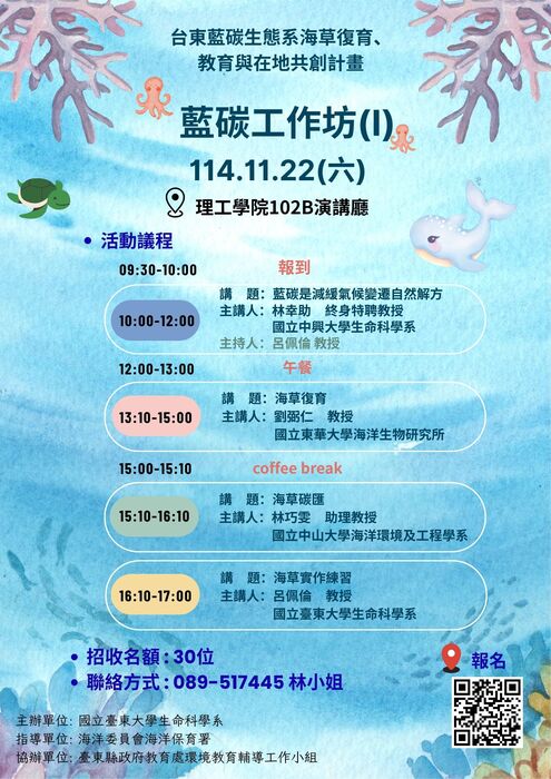 台東藍碳生態系海草復育、教育與在地共創計畫圖片